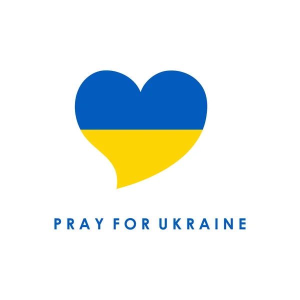 Liebe Ukraine Herz Emblem Nationalflagge Gefärbt Betet Für Den Frieden — Stockvektor