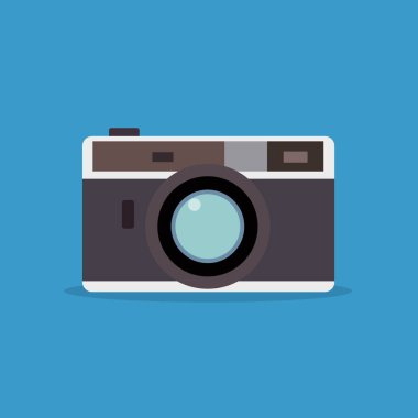 Vintage kamera düz tasarım vektör çizimi