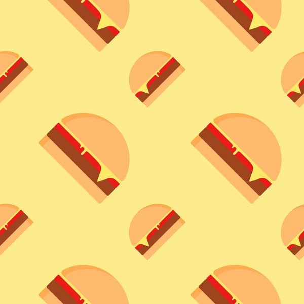Hamburger Seamless Pattern Burger Flat Design Vector Illustration — Stock Vector