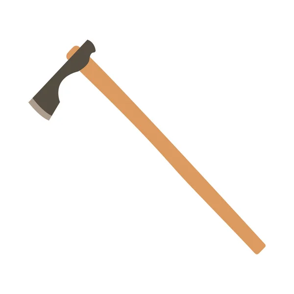 Two Lugged Chopping Axe Flat Design Vector Illustration Wooden Handle — Vector de stock