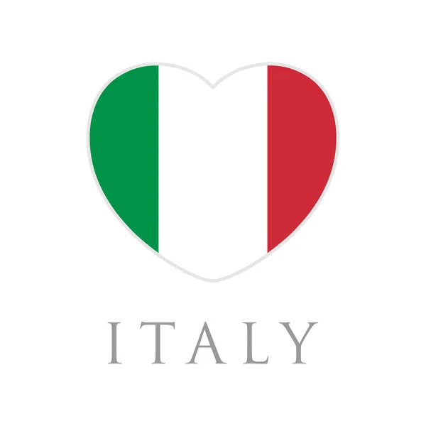 Amo Italia Bandiera Cuore Disegno Piatto Vettoriale Illustrazione — Vettoriale Stock
