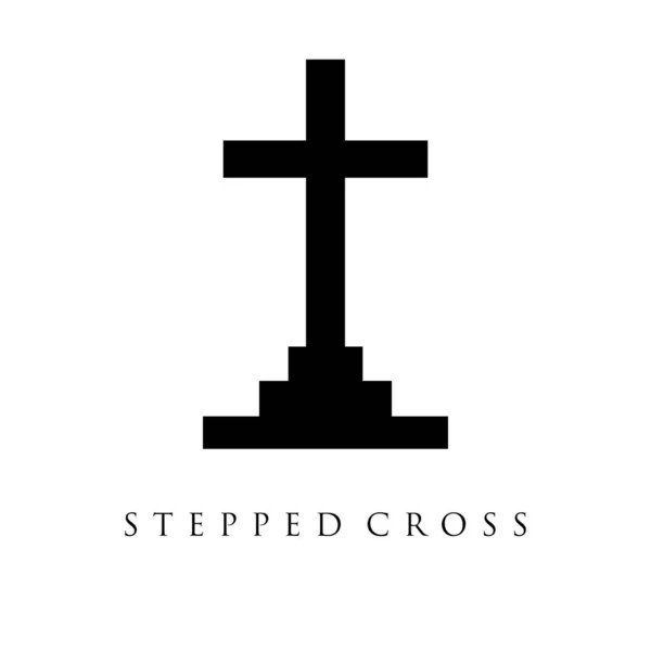 Stepped Cross Vector Illustration Christians Catholicism Icons Tribal Vector Collection — Vector de stock