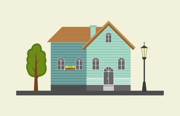 House Flat Design Urban Landscape Vector Illustration House Flat Design — ストックベクタ