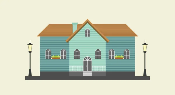 House Flat Design Urban Landscape Vector Illustration House Flat Design — Archivo Imágenes Vectoriales