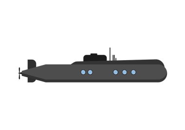 military submarine flat design vector illustration