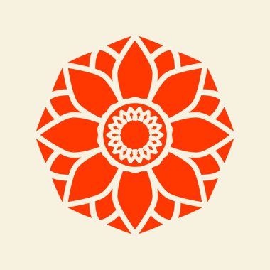Asya mandala vektör illüstrasyonu, çiçek açan nilüfer çiçeği