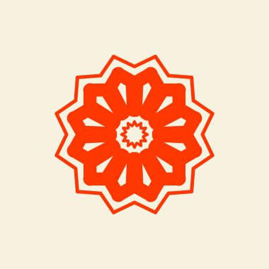 turuncu Asya çiçeği mandala vektör çizimi