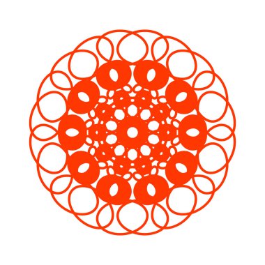 Asyalı mandala desenli düz tasarım vektör çizimi. Doğulu çember çiçek deseni