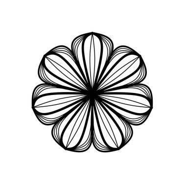 Çiçeksel mandala desenli vektör çizimi. Mandala 'nın yuvarlak şekli. Tebrik kartları, davetiye, dövme şablonu, iş stili, kartlar için yuvarlak arkaplan. Vektör illüstrasyonu