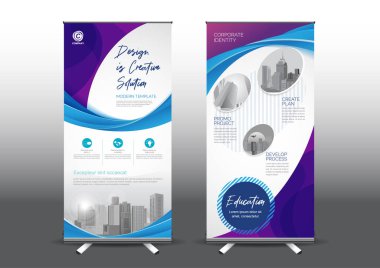 Fuara uygulanan stil için dizayn edilmiş, katlanabilir şablon vektör çizimi. Reklam pankartları, iş modeli dikey.