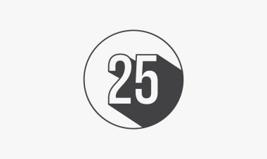 25 sayı çember çizgisi düz vektör.