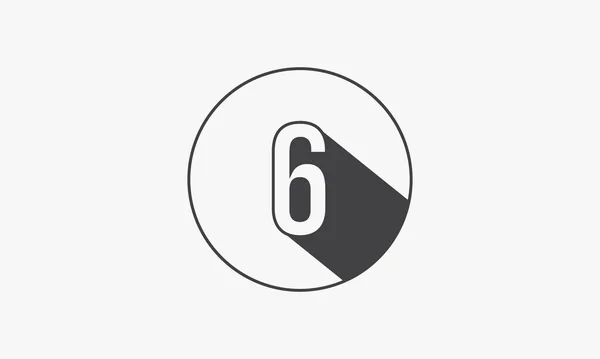 6つの数字の円の線のデザインフラットベクトル — ストックベクタ