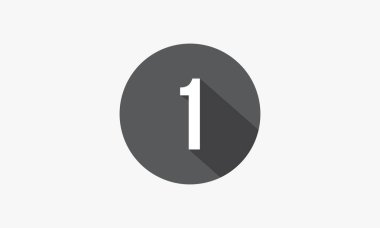 Beyaz arkaplanda gölgelenmiş 1 numara.