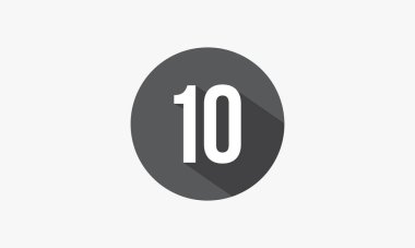 Beyaz arkaplanda gölgelenmiş 10 numara.