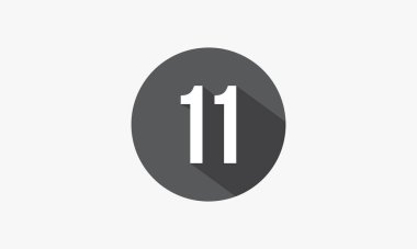 Beyaz arkaplanda gölgelenmiş 11 numara.