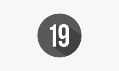 Beyaz arkaplanda gölgelenmiş 19 numara.