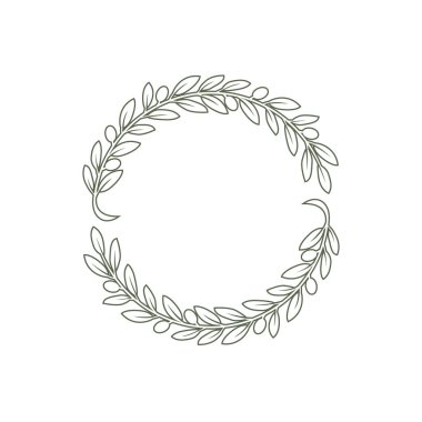 çizgi simgesi bükülmüş zeytin dalı tasarım vektörü.