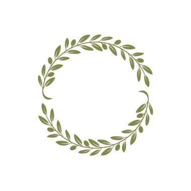 Beyaz arkaplanda çember zeytin dalı çizimi.