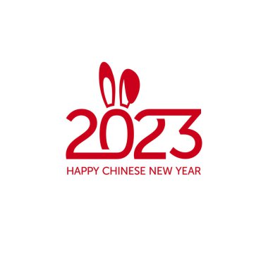 Çin Yeni Yılı 2023 logosu. soyut tavşan vektör çizimi.