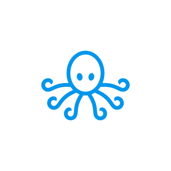 Blue Octopus Logo Design Vector Illustration — Stock Vector