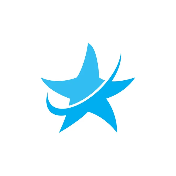 Blue Star Swoosh Logo Design Vector Isolated White Background —  Vetores de Stock