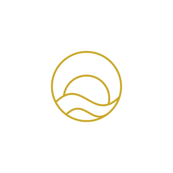 Χρυσό Χρώμα Κύκλο Θαλάσσιο Κύμα Λογότυπο Απομονώνονται Λευκό Φόντο — Διανυσματικό Αρχείο