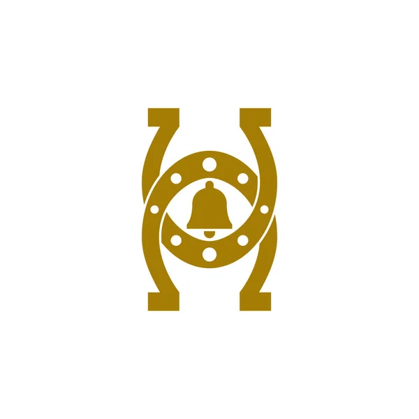 Gouden Hoefijzer Logo Geïsoleerd Witte Achtergrond — Stockvector