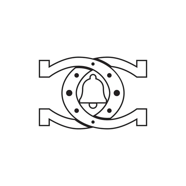 Lijn Hoefijzer Elkaar Grijpende Logo Ontwerp Vector — Stockvector
