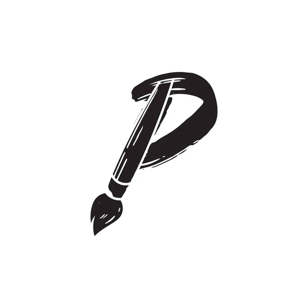 Abstrato Letra Pincel Logotipo Conceito Design — Vetor de Stock