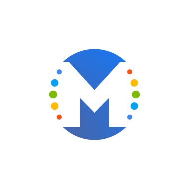 renkli nokta harfi M logo tasarım vektörü.