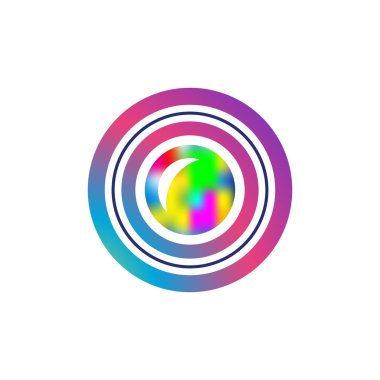 beyaz arkaplanda optik lens renkli tasarım vektörü çizimi.