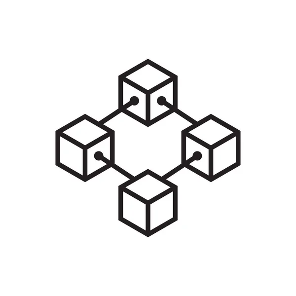 Лінія Значок Кубик Блокчейн Ізольовані Білому Фоні — стоковий вектор