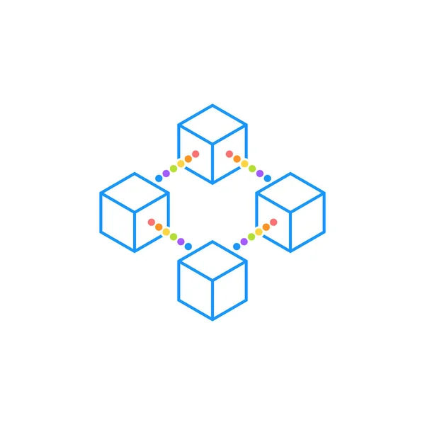 Лінійний Куб Значка Точками Дизайну Векторні Ілюстрації — стоковий вектор