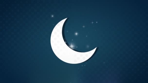 Luna Creciente Diseño Animado Fondo — Vídeos de Stock