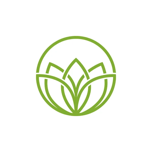 Linha Círculo Logotipo Flor Lótus Fundo Branco —  Vetores de Stock