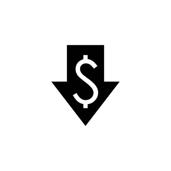 Lefelé Nyíl Dollár Szimbólum Ikon Design Vektor Illusztráció — Stock Vector