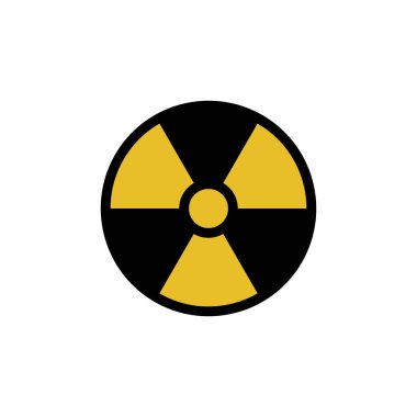 Beyaz arkaplanda izole edilmiş nükleer işaret sembolü.