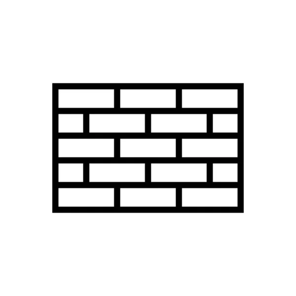 Line Icon Brick Wall Isolated White Background — Image vectorielle