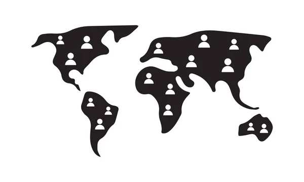 Παγκόσμιοι Άνθρωποι Συνεργασίας Παγκόσμιο Φόντο Χάρτη Εικονογράφηση Διανύσματος — Διανυσματικό Αρχείο