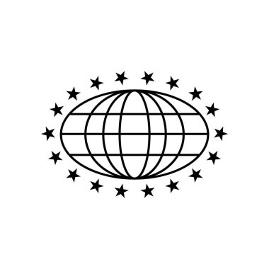 Yıldız simgesi logo tasarımı vektör illüstrasyonlu oval küre.