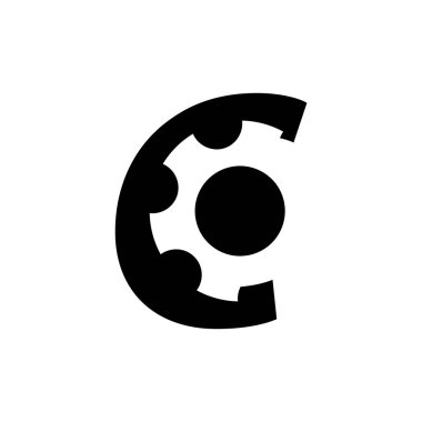 dişli C harfi logo tasarım vektörü beyaz arkaplanda izole edildi.