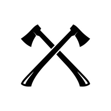 Çapraz logo baltası tasarım vektör çizimi. düz simge.