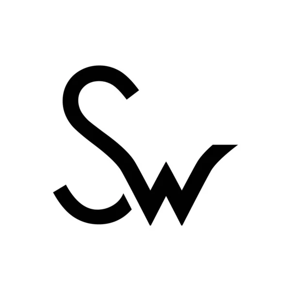 在白色背景上隔离的Sw图标标志设计向量 — 图库矢量图片