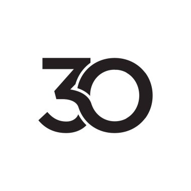 Beyaz arkaplanda izole edilmiş 30 ya da 30 logo tasarımı vektörü.