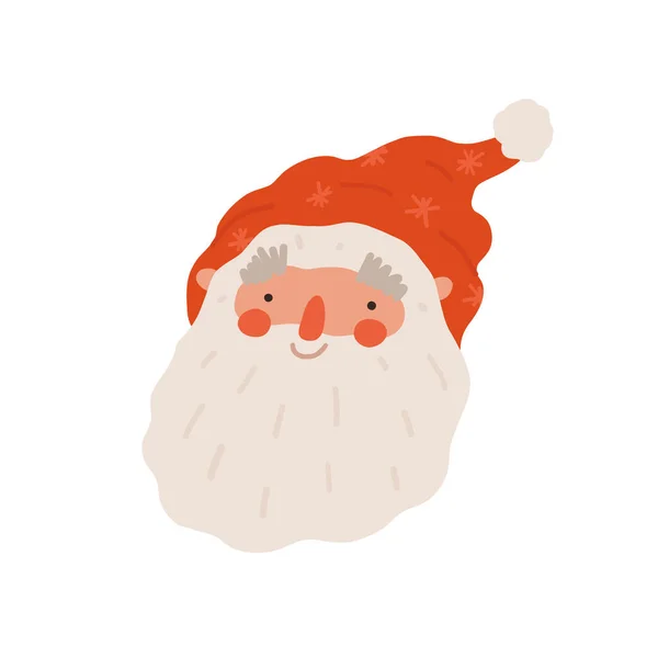 Söt jultomte. Platt tecknad vektor illustration för jul, Nyår gratulationskort. — Stock vektor