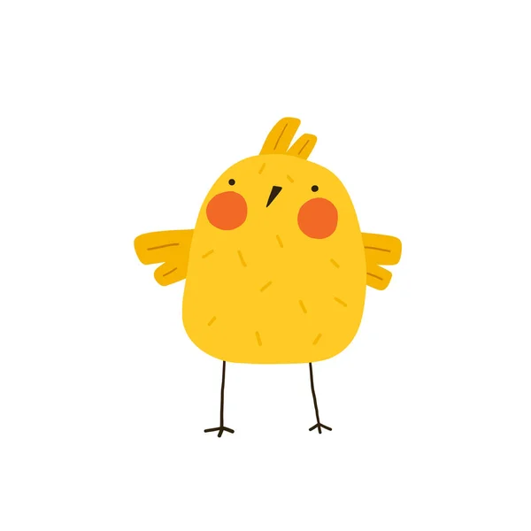 Słodki żółty kurczak. Nowo narodzona, zabawna laska. Elementy do wzorów wielkanocnych. Ilustracja wektora kreskówki. — Wektor stockowy