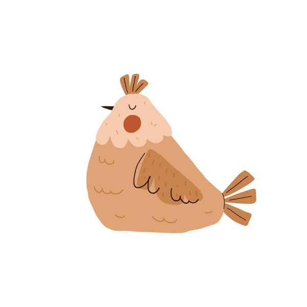 面白い鶏座って かわいい養鶏場のキャラクター 漫画ベクトルイラスト — ストックベクタ