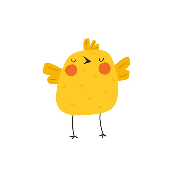 かわいい黄色い鶏 生まれたばかりの面白い女 イースターデザインの要素 漫画ベクトルイラスト — ストックベクタ