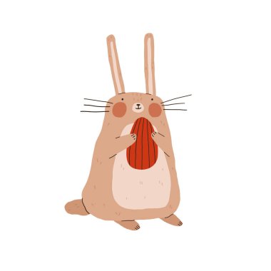 Sevimli komik tavşan karakteri. Mutlu Paskalya tavşanları. Çizgi film vektör illüstrasyonu