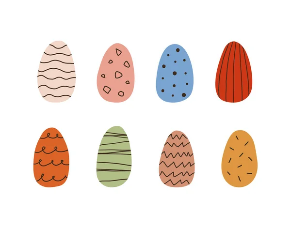 Feliz Páscoa Conjunto Ovos Páscoa Com Textura Diferente Decorados Com —  Vetores de Stock
